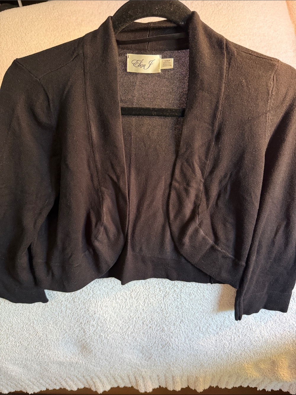 Eliza J Black Cropped Open-Front Bolero Cardigan